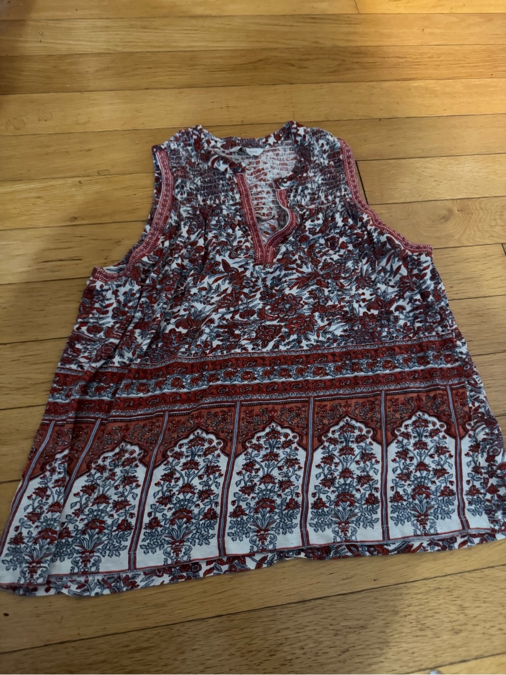 Lucky Brand Red and White Floral Print Sleeveless Camisole